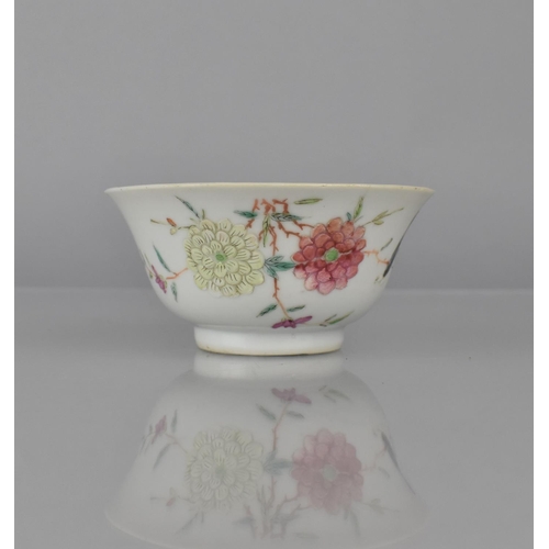 349 - A 19th Century Chinese Porcelain Tea Bowl of Flared Form, decorated in the Famille Rose Palette with... 