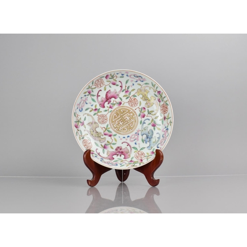 351 - A 19th Century Chinese Porcelain Dish decorated in the Famille Rose Palette with Bats, Peaches, Scro... 