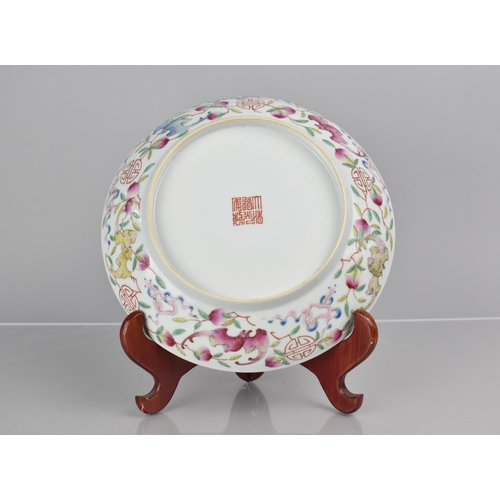 351 - A 19th Century Chinese Porcelain Dish decorated in the Famille Rose Palette with Bats, Peaches, Scro... 