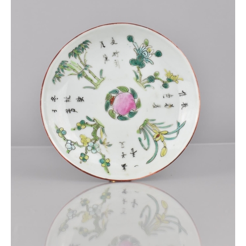 352 - A 19th/20th Century Chinese Porcelain Dish Decorated with Central Peach Motif surrounded by Blooming... 