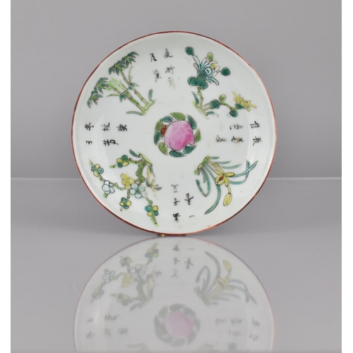 352 - A 19th/20th Century Chinese Porcelain Dish Decorated with Central Peach Motif surrounded by Blooming... 