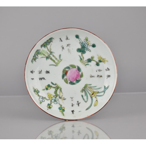 352 - A 19th/20th Century Chinese Porcelain Dish Decorated with Central Peach Motif surrounded by Blooming... 