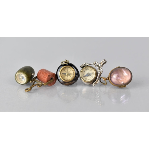 315 - A Collection of Five Various 19th Century Pendants and Fobs to comprise Amethyst Locket of Oval Form... 