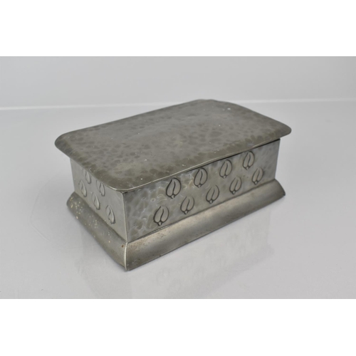 162 - An Arts and Crafts Castle Pewter Box in the Liberty Tudric Style with Embossed Leaf Design and Hamme... 