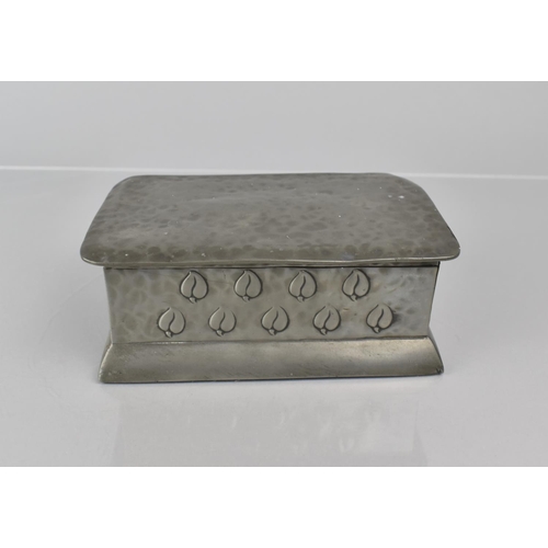 162 - An Arts and Crafts Castle Pewter Box in the Liberty Tudric Style with Embossed Leaf Design and Hamme... 