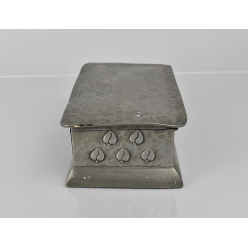 162 - An Arts and Crafts Castle Pewter Box in the Liberty Tudric Style with Embossed Leaf Design and Hamme... 