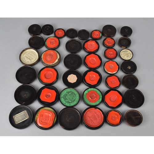 319 - A Collection of 19th Century Wax Seals, Each Contained in Cylindrical Wooden Box