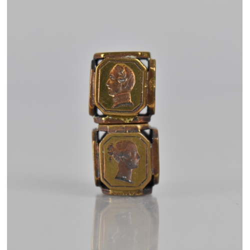 321 - Two Early  Victorian Gilt Metal Six Sided Cube Seals with Intaglio Matrices Depicting Queen Victoria... 