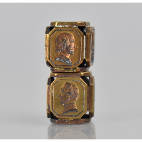 321 - Two Early  Victorian Gilt Metal Six Sided Cube Seals with Intaglio Matrices Depicting Queen Victoria... 