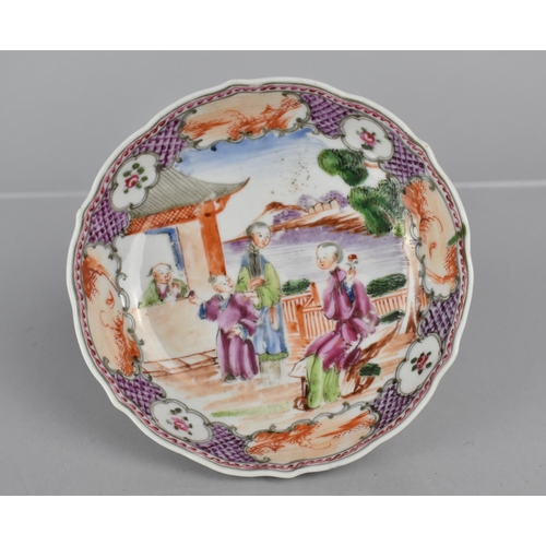 345 - A 18th/19th Century Chinese Export Porcelain Tea Bowl and Saucer in the Mandarin Palette depicting F... 