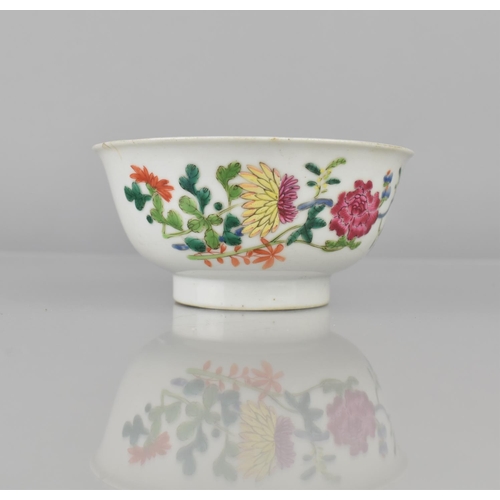 350 - A Chinese Porcelain Bowl decorated in the Famille Rose Palette with Blooming Blowers and Bats, BAse ... 