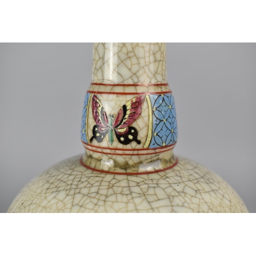 357 - A 19th Century Chinese Crackle Glazed Vase of Bottle Form with Globular Belly and Elongated Knopped ... 