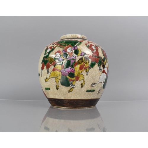 354 - A Large Chinese Nanking Crackle Glaze Ginger Jar, Decorated in the Famille Rose Palette depicting Ba... 