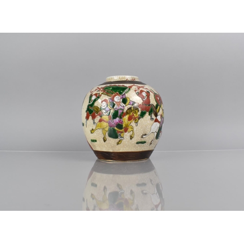 354 - A Large Chinese Nanking Crackle Glaze Ginger Jar, Decorated in the Famille Rose Palette depicting Ba... 