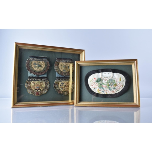 433 - Two 19th Century Framed Chinese Silk Embroideries, the One Example Featuring Temple Lion Amongst Scr... 