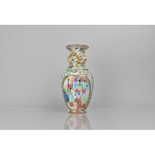 359 - A 19th Century Chinese Celadon Famille Rose Medallion Vase, Decorated in the Usual Manner with Figur... 