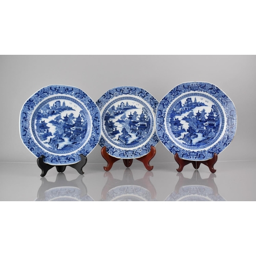 A Set of Three 18th Century Chinese Porcelain Blue and White