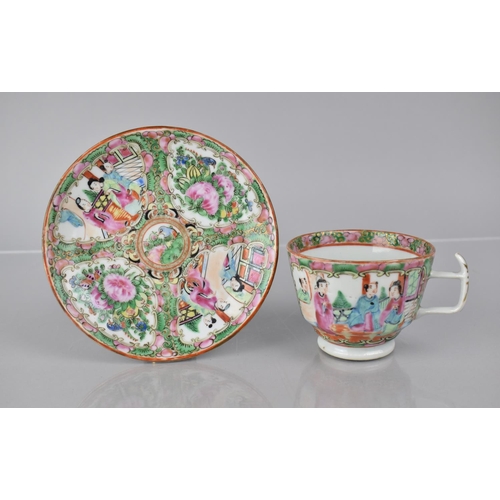 362 - An Early 20th Century Chinese Famille Rose Medallion Cup and Saucer decorated with Figural, Floral a... 