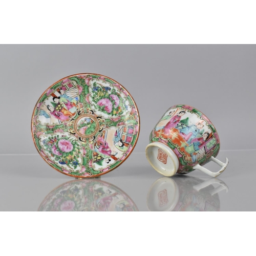 362 - An Early 20th Century Chinese Famille Rose Medallion Cup and Saucer decorated with Figural, Floral a... 