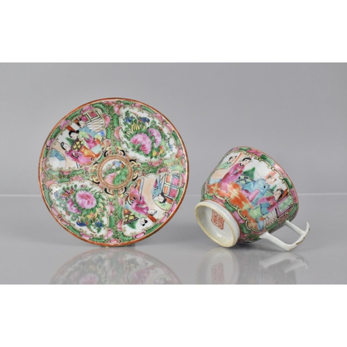 362 - An Early 20th Century Chinese Famille Rose Medallion Cup and Saucer decorated with Figural, Floral a... 