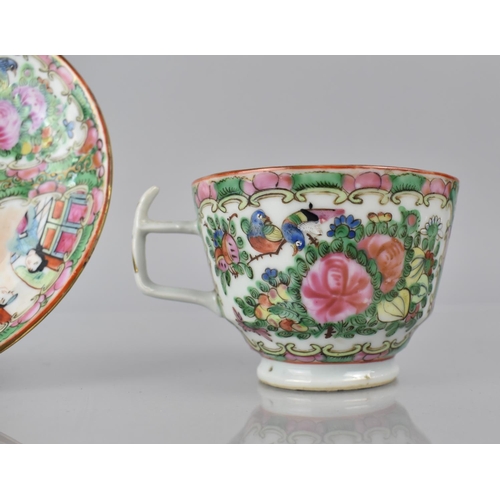 362 - An Early 20th Century Chinese Famille Rose Medallion Cup and Saucer decorated with Figural, Floral a... 