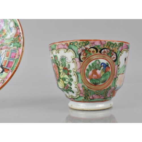 362 - An Early 20th Century Chinese Famille Rose Medallion Cup and Saucer decorated with Figural, Floral a... 