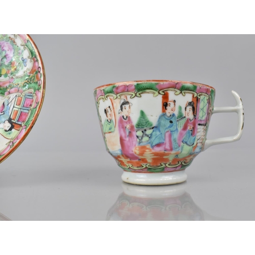 362 - An Early 20th Century Chinese Famille Rose Medallion Cup and Saucer decorated with Figural, Floral a... 