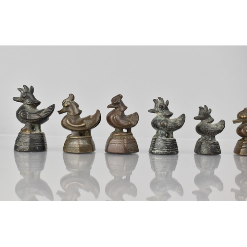 436 - A Collection of Fourteen 19th Century Opium Weights Mainly in the Form of Hitha Birds, Tallest 6cms ... 