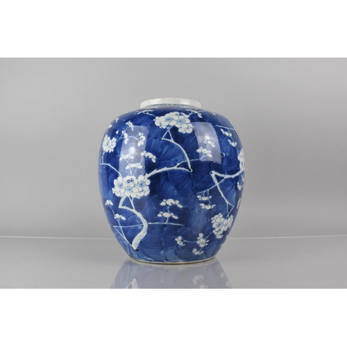 369 - A Large 19th Century Chinese Porcelain Blue and White Prunus Pattern Jar, Four Character Mark to Bas... 