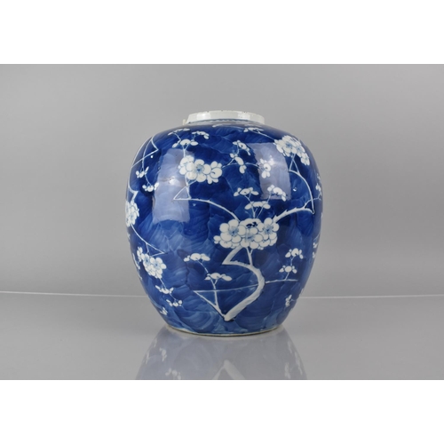 369 - A Large 19th Century Chinese Porcelain Blue and White Prunus Pattern Jar, Four Character Mark to Bas... 