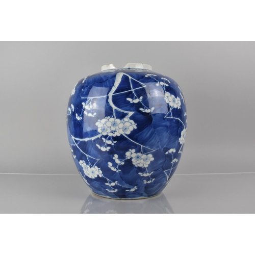 369 - A Large 19th Century Chinese Porcelain Blue and White Prunus Pattern Jar, Four Character Mark to Bas... 