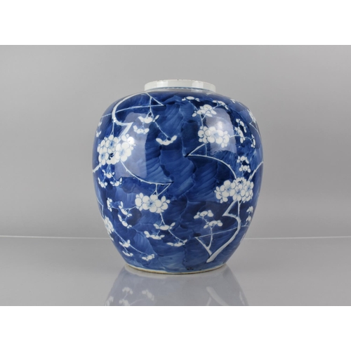 369 - A Large 19th Century Chinese Porcelain Blue and White Prunus Pattern Jar, Four Character Mark to Bas... 