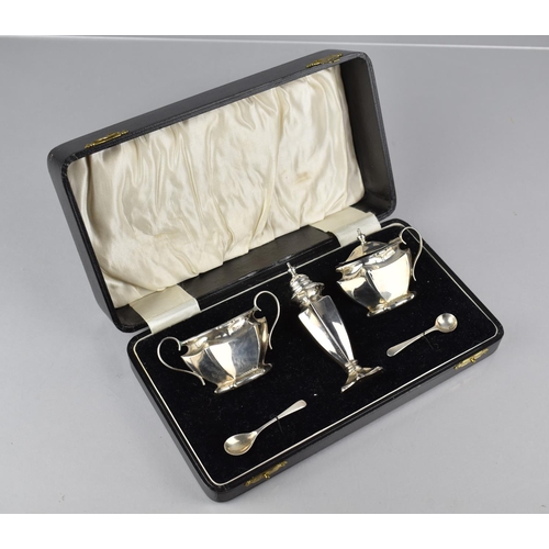 220 - A Cased George V Five Piece Silver Cruet by AJ Bailey, Birmingham 1922 Hallmark to Comprise Mustard,... 