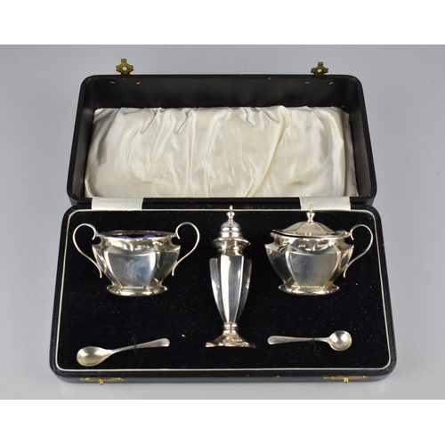 220 - A Cased George V Five Piece Silver Cruet by AJ Bailey, Birmingham 1922 Hallmark to Comprise Mustard,... 