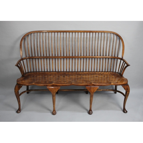 481 - A Nice Quality Reproduction Ash and Elm Triple Seater Thames Valley Design Settee