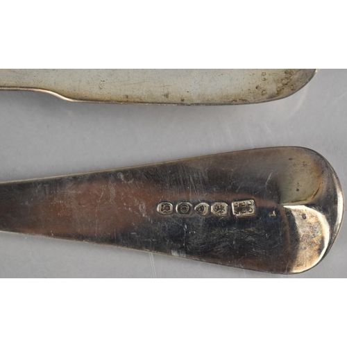 219 - A Pair of Georgian Silver Serving Spoons, Richard Crossley and George Smith IV together with a Furth... 