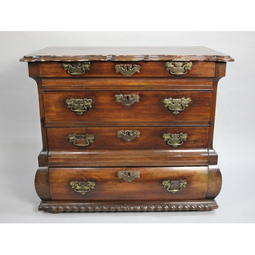 483 - A French Style Mahogany Commode Chest Having Four Long Drawers and side Carrying Handles, 92cm wide