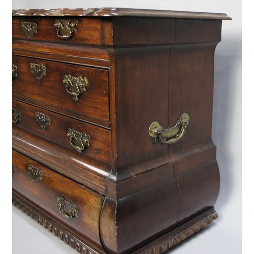 483 - A French Style Mahogany Commode Chest Having Four Long Drawers and side Carrying Handles, 92cm wide