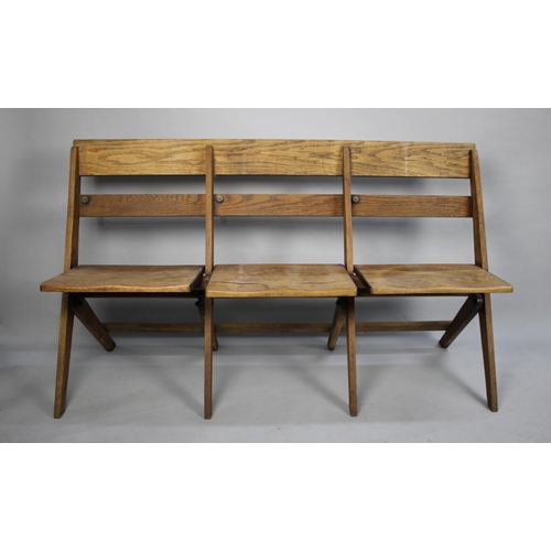 466 - A Vintage Folding Wooden Three Seater Garden Bench