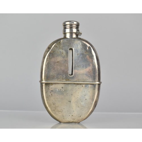 224 - A Victorian Silver Mounted Glass Hipflask by Sampson Mordan and Co, London 1881, 13.5gms High