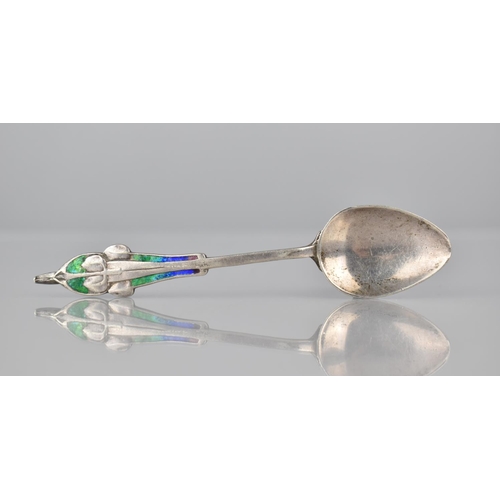 225 - An Edward VII Silver and Enamel Teaspoon by William Hair Haseler, Birmingham 1909, The Form in the M... 