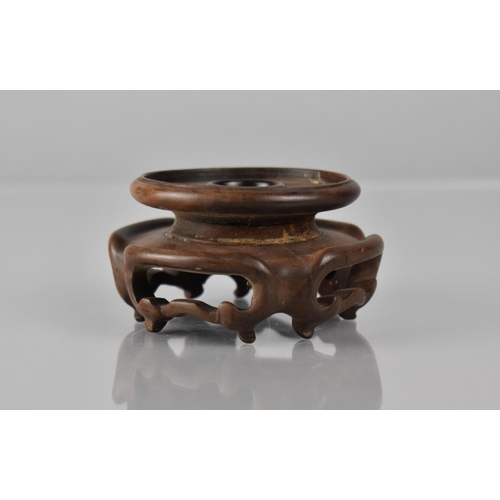 425 - A Small Chinese Hardwood Stand with Moulded and Pierced Sides to Fit 6cms Base Max Diameter 8cms and... 