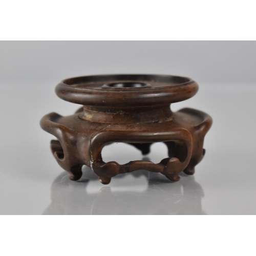 425 - A Small Chinese Hardwood Stand with Moulded and Pierced Sides to Fit 6cms Base Max Diameter 8cms and... 