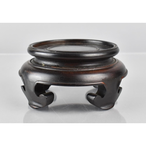 429 - A Chinese Hardwood Stand of Moulded Form with Ruyi Stylised Feet to Fit a 9.5cms Base, 13cms Diamete... 