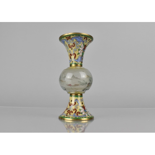 447 - A Chinese Cloisonne and Glass Vase having Flared Neck to Central Glass Globular Body with Reverse Pa... 