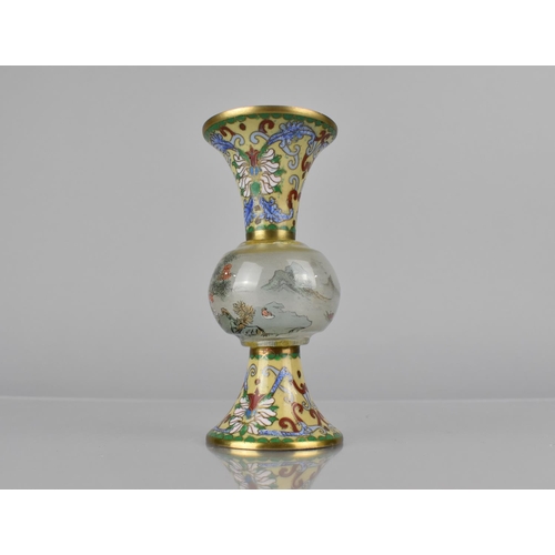 447 - A Chinese Cloisonne and Glass Vase having Flared Neck to Central Glass Globular Body with Reverse Pa... 