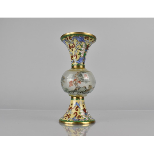 447 - A Chinese Cloisonne and Glass Vase having Flared Neck to Central Glass Globular Body with Reverse Pa... 