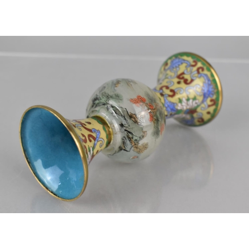 447 - A Chinese Cloisonne and Glass Vase having Flared Neck to Central Glass Globular Body with Reverse Pa... 