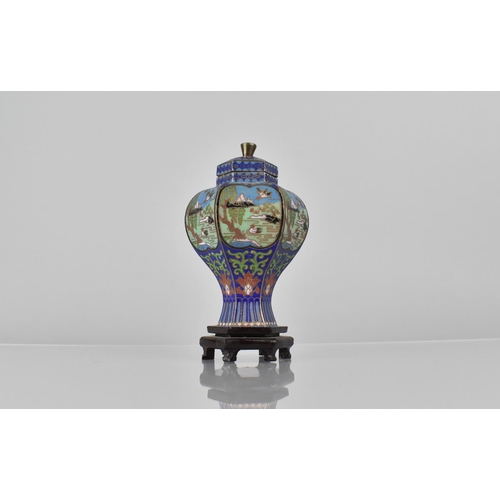 452 - A Japanese Cloisonne Vase of Hexagonal Globular Body having Short Neck and Tapering Foot to Hexagona... 