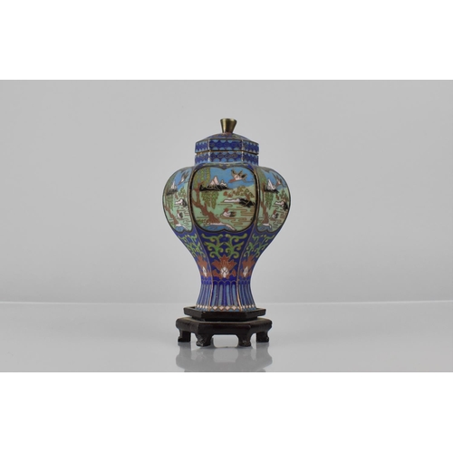 452 - A Japanese Cloisonne Vase of Hexagonal Globular Body having Short Neck and Tapering Foot to Hexagona... 